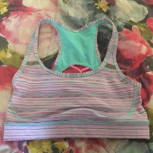 Pink and Blue Patterned Lululemon Sports Bra